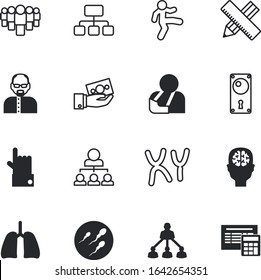 human vector icon set such as: bag, genetic, patient, lifestyle, money, drawing, chemical, side, currency, emergency, activity, procreation, streching, sports, hair, cell, pneumonia, mathematics