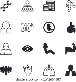 human vector icon set such as: embryo, muscular, number, disease, ache, organisation, watch, display, organizational, worker, spiral, chair, birth, look, building, bodybuilding, parent, cells