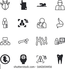 human vector icon set such as: teeth, pose, infographics, embryo, fetus, drawing, hurt, computer, suit, x, organisation, birth, stomach, gear, internal, digestive, insurance, figure, dna, hairstyle