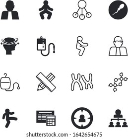 human vector icon set such as: repair, engineering, thin, procreation, fertilize, shadow, fertility, market, pain, potential, web, direction, balance, telomeres, point, spermatozoon, attack, mark