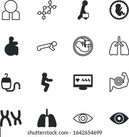 human vector icon set such as: user, donate, stem, aid, engineering, molecular, transfusion, handicapped, face, biceps, chromosomes, hairstyle, doctor, accessibility, front, helix, glasses, red, hand