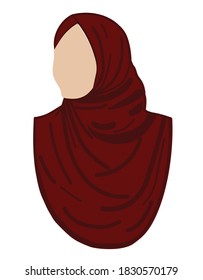 human. Vector stock illustration of a girl in a Burgundy hijab on a white background.