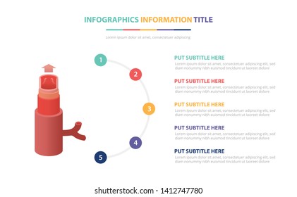 human vein infographic template concept with five points list and various color with clean modern white background - vector
