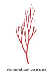 Human Veins. Red Silhouette Vessel, Arteries Or Capillaries On White Background. Concept Anatomy Element For Medical Science. Vector Isolated Symbol Of Blood System