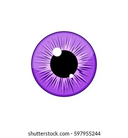 Human violet eyeball iris pupil isolated on white background. Eye Vector Illustration