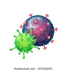 Human virus, bacteria germs microorganism virus cell, microbiology science icon. Coronavirus covid-19 vector illustration.