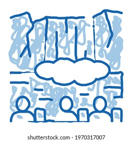 human visit waterfall sketch icon vector. Hand drawn blue doodle line art human visit waterfall sign. isolated symbol illustration