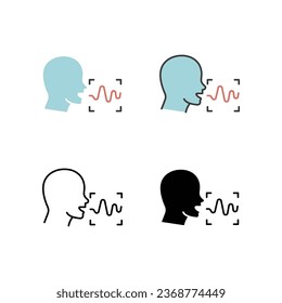 Olas de voz y sonido humanas para verificación de sonido, tecnología de identificación de audio. Sistema de seguridad de la tecnología biométrica. Icono de reconocimiento de voz. Ilustración vectorial Diseño en fondo blanco EPS10