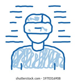 Human Vr Glasses sketch icon vector. Hand drawn blue doodle line art Human Vr Glasses sign. isolated symbol illustration