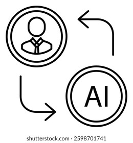Human vs AI Concept Vector Icon design with Editable Stroke