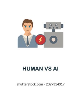 Human Vs Ai flat icon. Colored sign from futurictic technology collection. Creative Human Vs Ai icon illustration for web design, infographics and more