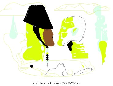 Human vs robot. Concept business automation future illustration. Vector cartoon character and abstract