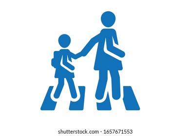 human walk crosswalk icon vector (blue version)