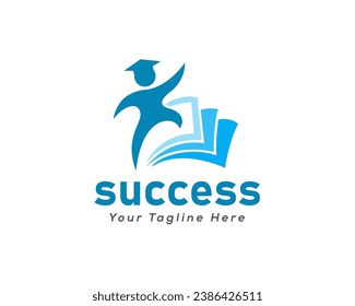 human walk success stairs education logo icon symbol design template illustration inspiration