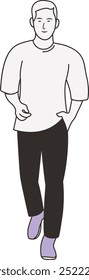 Human Walking Character with Flat Cartoon Style. Isolated Vector Illustration