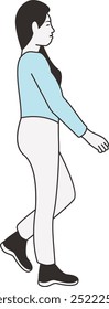 Human Walking Character with Flat Cartoon Style. Isolated Vector Illustration