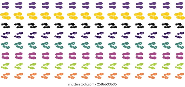 Human walking footprints shoes and shoe sole. Kids feet and foot steps Fun vector footsteps icon or sign for print