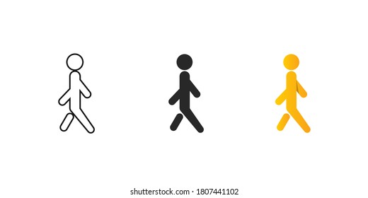 Human walking icon set line, solid, gradient icon vector illustration