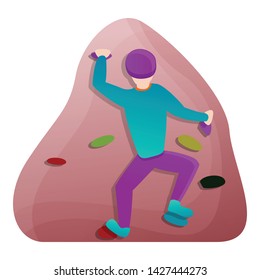 Human wall climbing icon. Cartoon of human wall climbing vector icon for web design isolated on white background