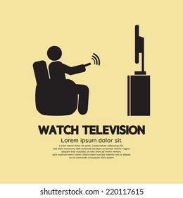 Human Watching Television Symbol Vector Illustration