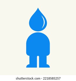 Human Water Logo Design Concept With Human Body and Water Symbol Vector Template