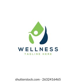 Human water wellness care logo design concept creative modern minimal wellbeing mediation
