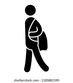 Human wearing and gesturing to walk, a graphic for student walking 