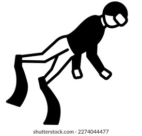 human wearing wetsuit diving character.