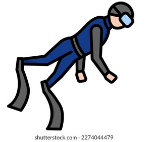 human wearing wetsuit diving character.