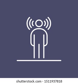 Human wireless radio waves around head business people icon simple line flat illustration.