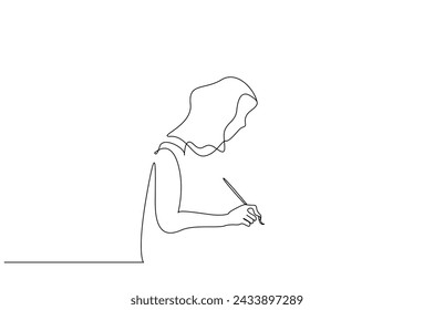 human woman watercolor painting holding brush lifestyle one line art design