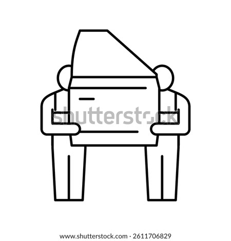 human work car factory line icon vector. human work car factory sign. isolated contour symbol black illustration