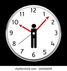 Human work clock conceptual illustration