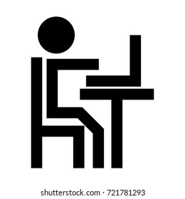 Human working at the laptop icon .