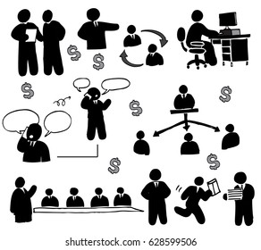 Human working office set