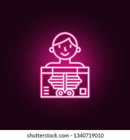 human X-ray icon. Elements of Cancer day in neon style icons. Simple icon for websites, web design, mobile app, info graphics
