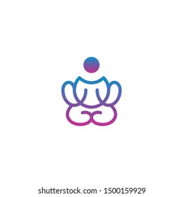 Human Yoga Meditation Outline Modern Logo