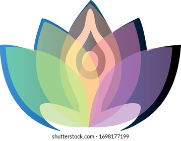 Human yoga shape in abstract lotus symbol. Vector illustration. Logo and icon template design. Nature spa 
