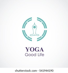 Human yoga shape in abstract shape. Vector illustration. Relax concept, Logo and icon template design