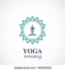 Human yoga shape in abstract shape. Vector illustration. Relax concept, Logo and icon template design