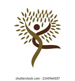 logotipo de árbol de yoga humano Icono Ilustración Identidad de marca