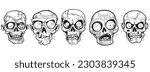 Human zombie skulls vector silhouette illustration.