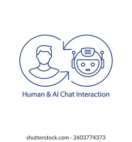 Human-AI Chat Icon Collaborative Conversation System Man-Machine Dialogue Hybrid Communication Interface Digital Chat Partnership Future Tech