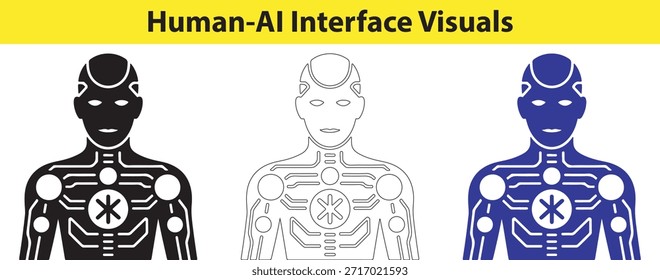HumanAI Interface Visuals mit futuristischen Cyborg Designs