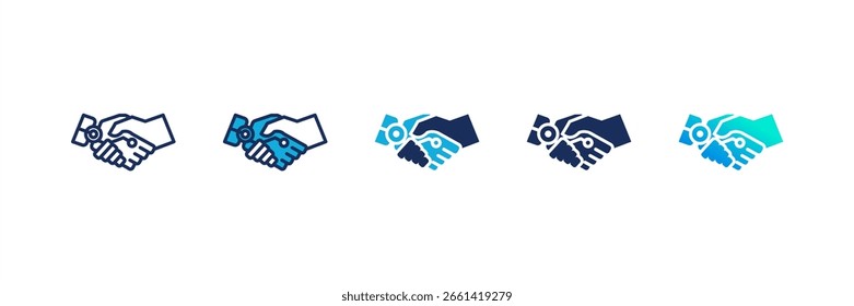 Human-Ai Teamwork icon set multiple style collection