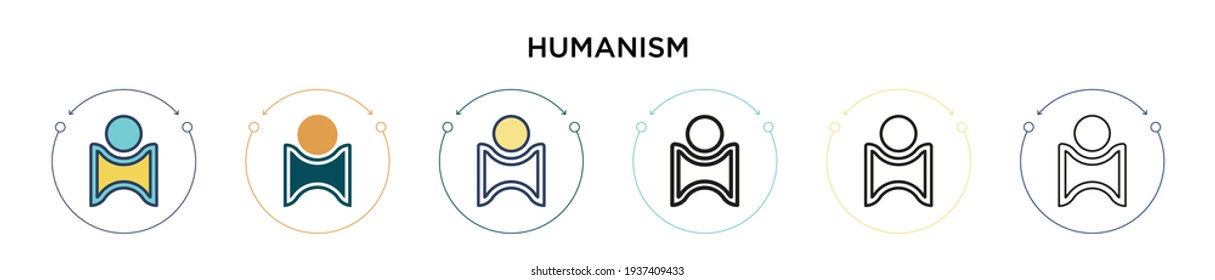 Humanism icon in filled, thin line, outline and stroke style. Vector illustration of two colored and black humanism vector icons designs can be used for mobile, ui, web