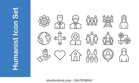 Humanist icon set with editable vector