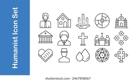 Humanist icon set with editable vector