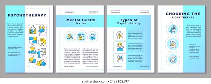 Humanistic psychotherapy brochure template. Leaflet design with linear icons. Editable 4 vector layouts for presentation, annual reports