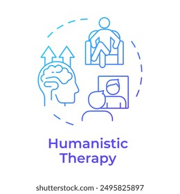 Humanistic therapy blue gradient concept icon. Self actualization, personal development. Round shape line illustration. Abstract idea. Graphic design. Easy to use in infographic, presentation